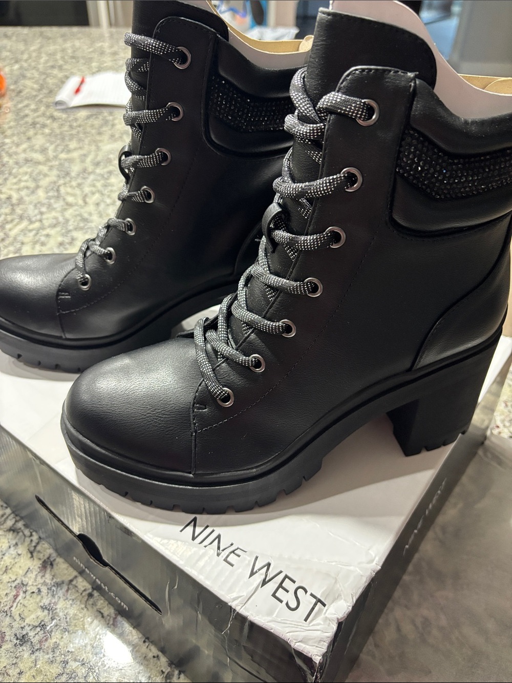 Nine West Black Lace-Up Women's Boots